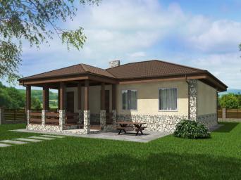 Одноэтажный дом с террасой
